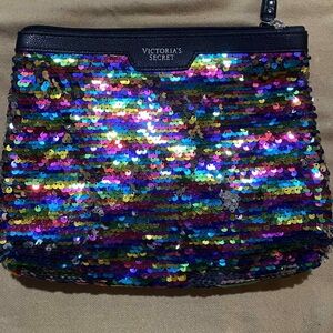 Victoria's Secret Multicolor Sequin Wristlet Make Up Bag EUC